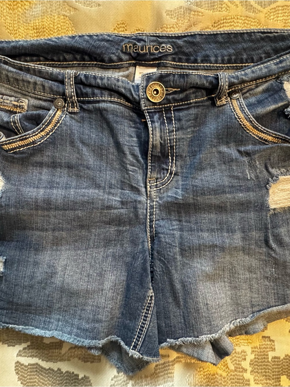 Maurices Faded Blue Distressed Denim Cutoff Shorts